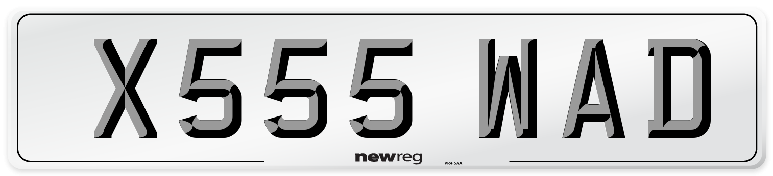 X555 WAD Number Plate from New Reg
